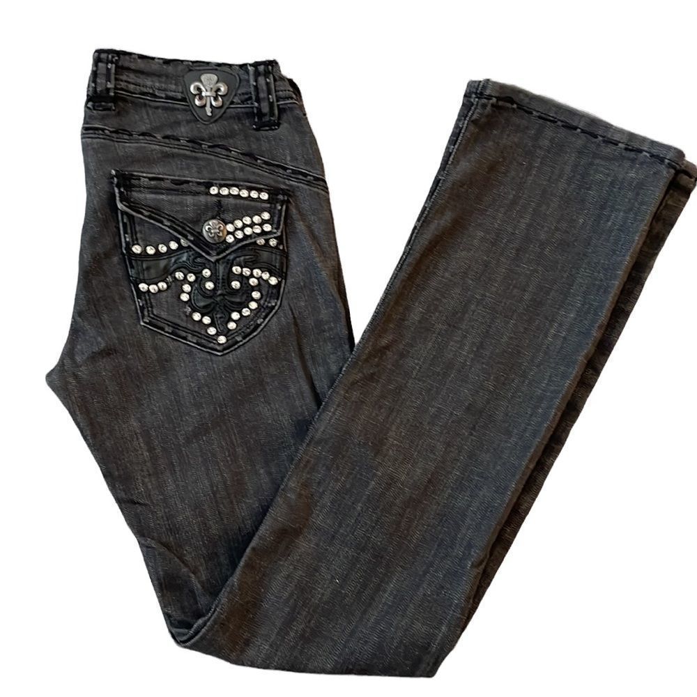 Rock Angel Rhinestone Jean in Black